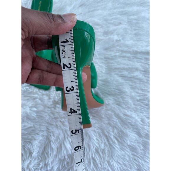 PrettyLittleThing Green Bow Detail Square Toe Heeled Mules Womens Size 7 - Picture 7 of 9